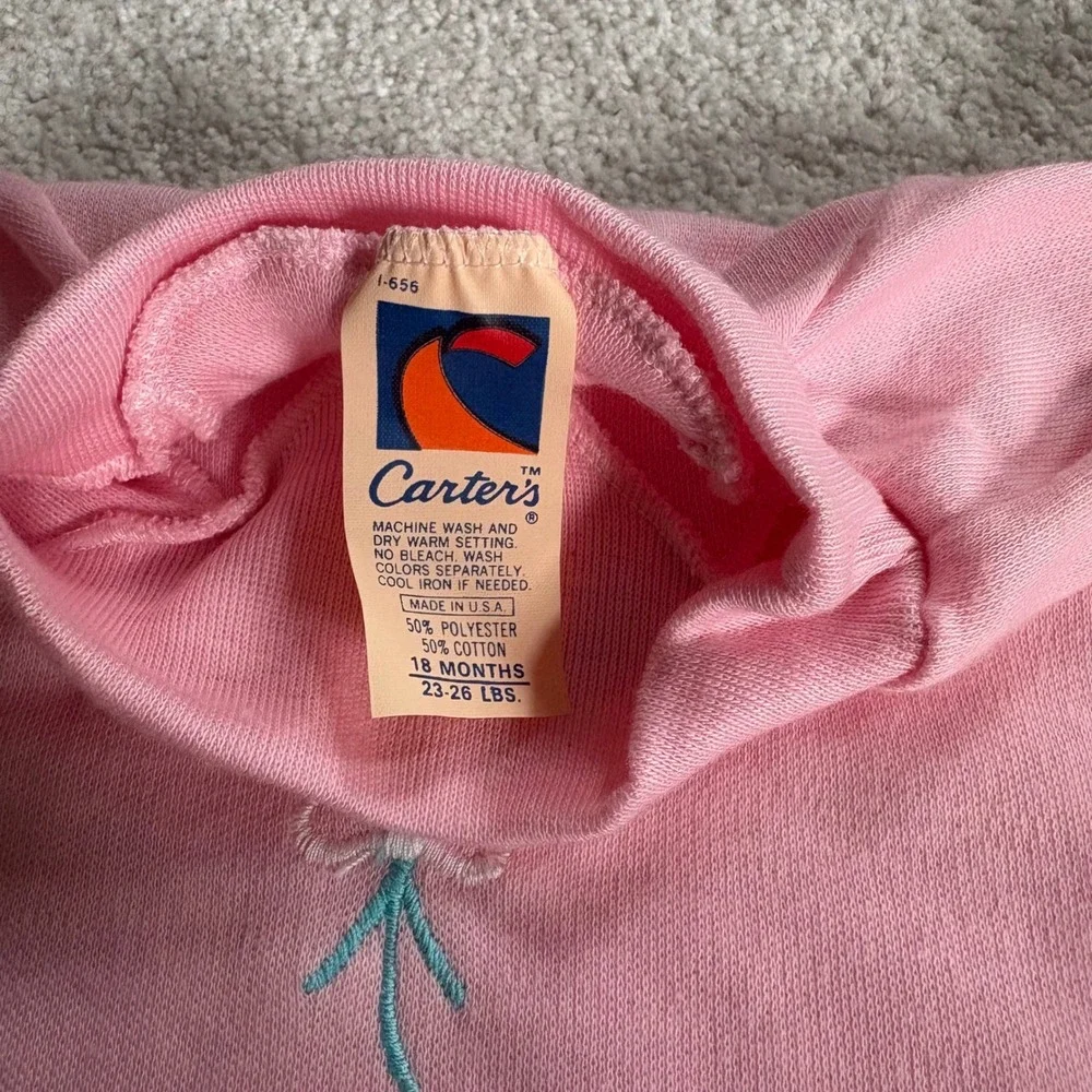 Carter's Vintage Mock Neck Baby Girl 18M Pink Floral Embroidered Long Sleeve Y2K